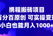 携程搬砖项目,百分百原创,可实操变现,新手小白月入1k+-蜗牛学社