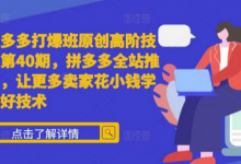 拼多多打爆班原创高阶技术第40期,拼多多全站推广,让更多卖家花小钱学到好技术-蜗牛学社