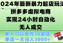 年最新暴力起店玩法，拼多多虚拟电商4.0，24小时实现自动化无人成交，单店月入3000+-蜗牛学社