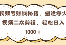 视频号 0门槛，搬运爆火视频进行二次剪辑，轻松实现日入几张-蜗牛学社