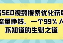 抖音SEO视频搜索优化获取免费流量挣钱,一个99%人还不知道的生财之道-蜗牛学社