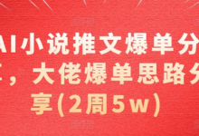 AI小说推文爆单分享,大佬爆单思路分享(2周5w)-蜗牛学社