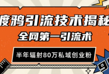 渡鸦引流技术,全网第一引流术,半年辐射80万私域创业粉-蜗牛学社