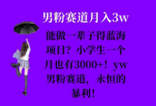 能做一辈子的蓝海项目?小学生一个月也有3000+,yw男粉赛道,永恒的暴利-蜗牛学社