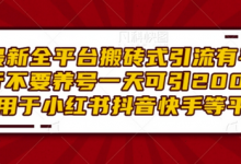 最新全平台搬砖式引流有手就行不要养号一天可引200+项目粉适用于小红书抖音快手等平台-蜗牛学社
