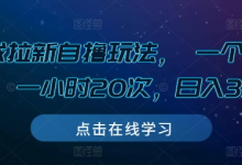 游戏拉新自撸玩法， 一个6-8元，一小时20次，日入3张-蜗牛学社