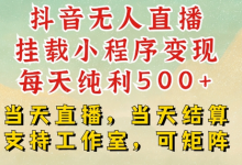 抖音无人直播挂载小程序变现每天纯利500+当天直播,当天结算支持工作室,可矩阵-蜗牛学社