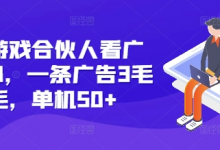 快手游戏合伙人看广告3.0，一条广告3毛到五毛，单机50+-蜗牛学社