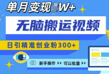 无脑搬运视频号可批量复制,新手即可操作,日引精准创业粉300+,月变现过W-蜗牛学社