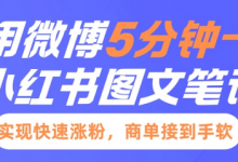 小红书利用微博5分钟一条图文笔记,实现快速涨粉,商单接到手软-蜗牛学社