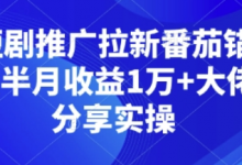 短剧推广拉新番茄锚点半月收益1万+大佬分享实操-蜗牛学社