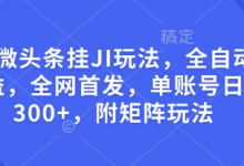 最新微头条挂JI玩法,全自动撸收益,全网首发,单账号日入300+,附矩阵玩法-蜗牛学社
