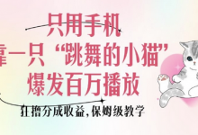 只用手机靠一只“跳舞的小猫”爆发百万播放，狂撸分成收益，保姆级教学-蜗牛学社