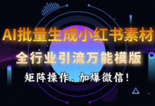 AI批量生成小红书素材，全行业引流万能模版，矩阵操作，加爆微信-蜗牛学社