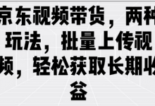 京东视频带货,两种玩法,批量上传视频,轻松获取长期收益-蜗牛学社
