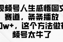 视频号人生感悟图文赛道,条条播放10w+,这个方法做视频号太牛了-蜗牛学社