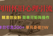 利用怀旧心理,引流创业粉,简单可矩阵操作,单日引流200+,月变现过W-蜗牛学社