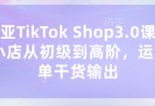 东南亚TikTok Shop3.0课程，TK小店​从初级到高阶，运营出单干货输出-蜗牛学社