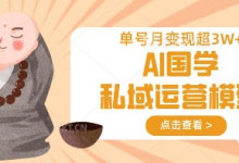 AI国学私域运营模型,单号月变现过W-蜗牛学社
