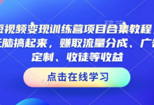 AI短视频变现训练营项目合集教程,直接无脑搞起来,赚取流量分成、广告、定制、收徒等收益(0302更新)-蜗牛学社