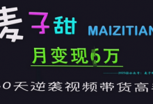 麦子甜30天逆袭视频带货高手,单月变现6W加特训营-蜗牛学社
