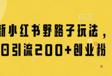 最新小红书野路子玩法,单日引流200+创业粉-蜗牛学社