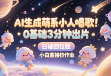 AI生成萌系小人唱歌,0基础3分钟出片,28个作品涨粉8.9W,单条最高19W赞,日入四位数,小白直接抄作业-蜗牛学社