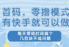 首码,零撸模式,有快手就可以做,每天零碎时间搞个几张不成问题-蜗牛学社