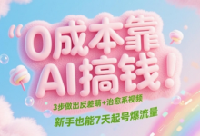 0成本靠AI搞钱!3步做出反差萌+治愈系视频,新手也能7天起号爆流量-蜗牛学社