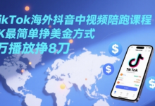 TikTok海外抖音中视频陪跑课程，TK最简单挣美金方式，1万播放挣8刀-蜗牛学社