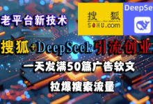 搜狐+DeepSeek引流创业粉,老平台新技术,一天发满50篇广告软文,拉爆搜索流量-蜗牛学社