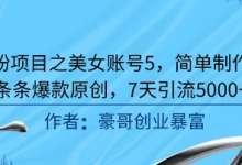 男粉项目之美女账号5,简单制作,条条爆款原创,7天引流5000+-蜗牛学社