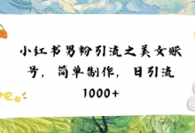 小红书男粉引流项目之美女账号6,简单制作,条条爆款原创,不违规-蜗牛学社