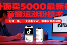 外面卖5000最新抖音搬运涨粉技术,新玩法,一分钟一条,一天涨粉2W,苹果安卓都可用-蜗牛学社