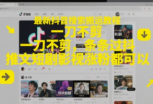 最新抖音搜索搬运教程，一刀不剪，条条过抖，推文短剧影视涨粉都可以-蜗牛学社