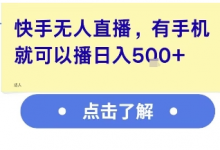快手无人直播,有手机就可以播,收益可观日入5张+-蜗牛学社