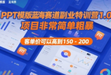 PPT模版蓝海赛道副业特训营1.0,项目非常简单粗暴,客单价可以高到150-200-蜗牛学社