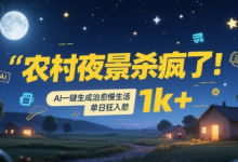 农村夜景杀疯了!AI一键生成治愈系慢生活,单日狂入1k+-蜗牛学社
