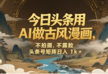 今日头条用AI做古风漫画,不拍摄,不露脸,头条号矩阵日入1k+-蜗牛学社