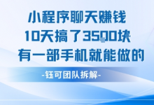 小程序聊天挣钱10天搞了3.5k,有一部手机就能做的-蜗牛学社