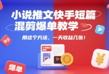 小说推文快手短篇混剪爆单教学,用这个方法,一天收益几张-蜗牛学社