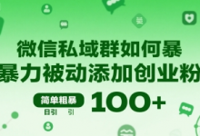 微信私域群如何暴力被动添加创业粉,简单粗暴,日引100+-蜗牛学社
