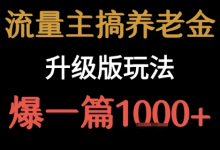 流量主之养老金升级版玩法 爆一篇收益1k+-蜗牛学社