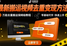 最新搬运视频去重变现方法,万能去重搬运保姆级教程-蜗牛学社