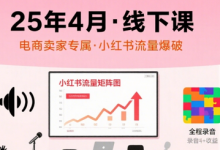 小红书25年4月线下课程,电商卖家小红书流量课,录音+图片-蜗牛学社