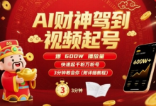 AI财神驾到视频起号,爆600W播放量,快速起千粉万粉号,3分钟教会你(附详细教程)-蜗牛学社