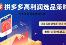 拼多多选品暴利技术实战课,拼多多高利润选品策略,拼多多限时低价标签秘诀-蜗牛学社