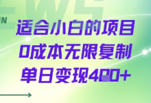 适合小白的项目0成本无限复制单日变现4张+-蜗牛学社