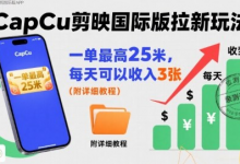 一单最高25米，亲测CapCu剪映国际版拉新玩法，每天可以收入3张（附详细教程）-蜗牛学社