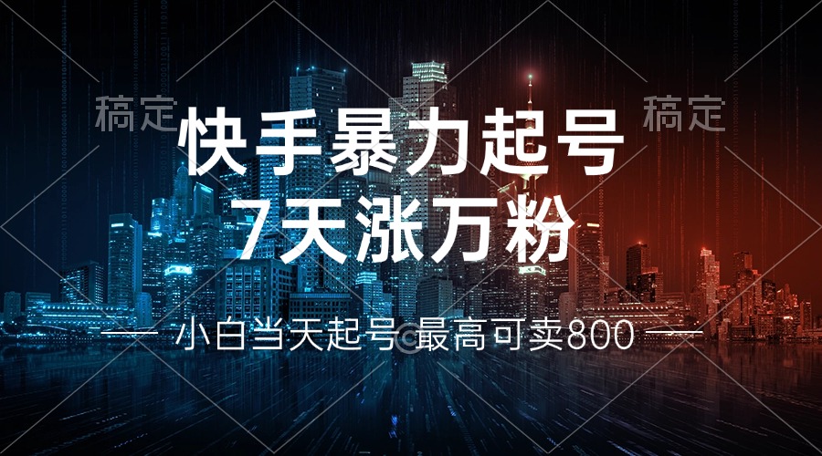 快手暴力起号，7天涨万粉，小白当天起号 多种变现方式，账号回收，单月…-蜗牛学社